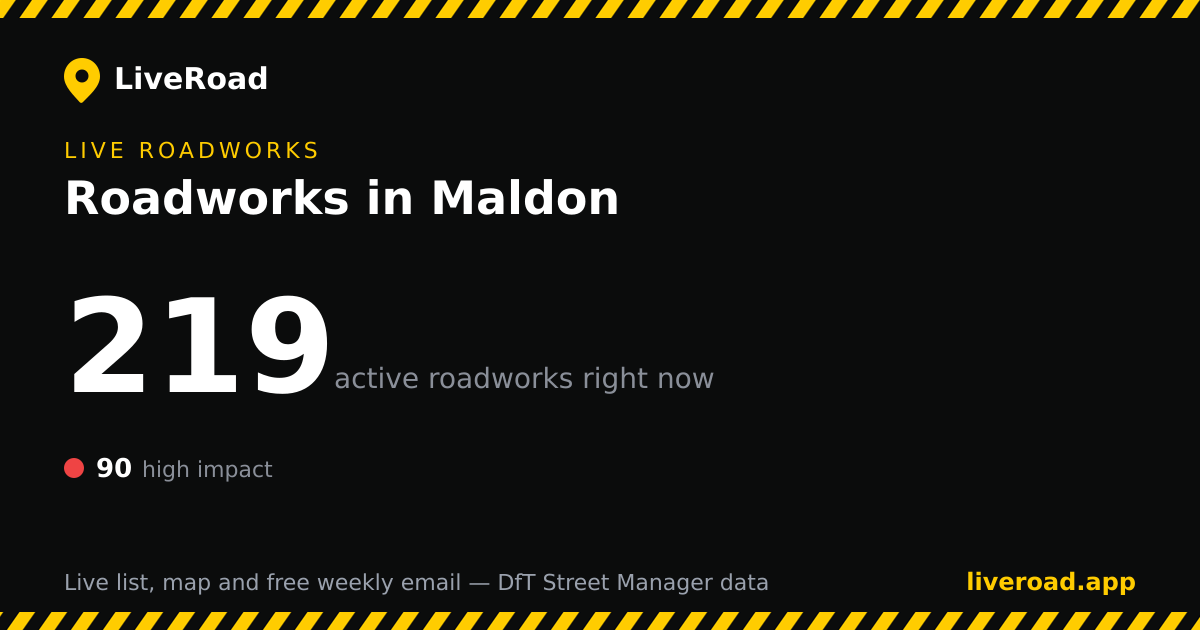 Southminster Map 297 roadworks in Maldon right now — live map & list | LiveRoad